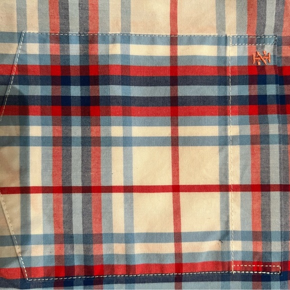 IZOD Blue and Red Casual Button Down Shirt - Picture 4 of 4